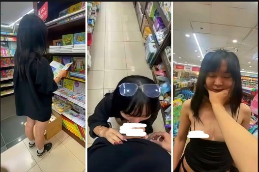 Cô gái trẻ sôi nổi tại không gian nhà sách